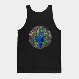 Geometric collage of Blue peacock oil painting Tank Top